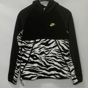 New Nike Sportswear Zebra Print Overhead Pullover Hoodie Men Size Small
